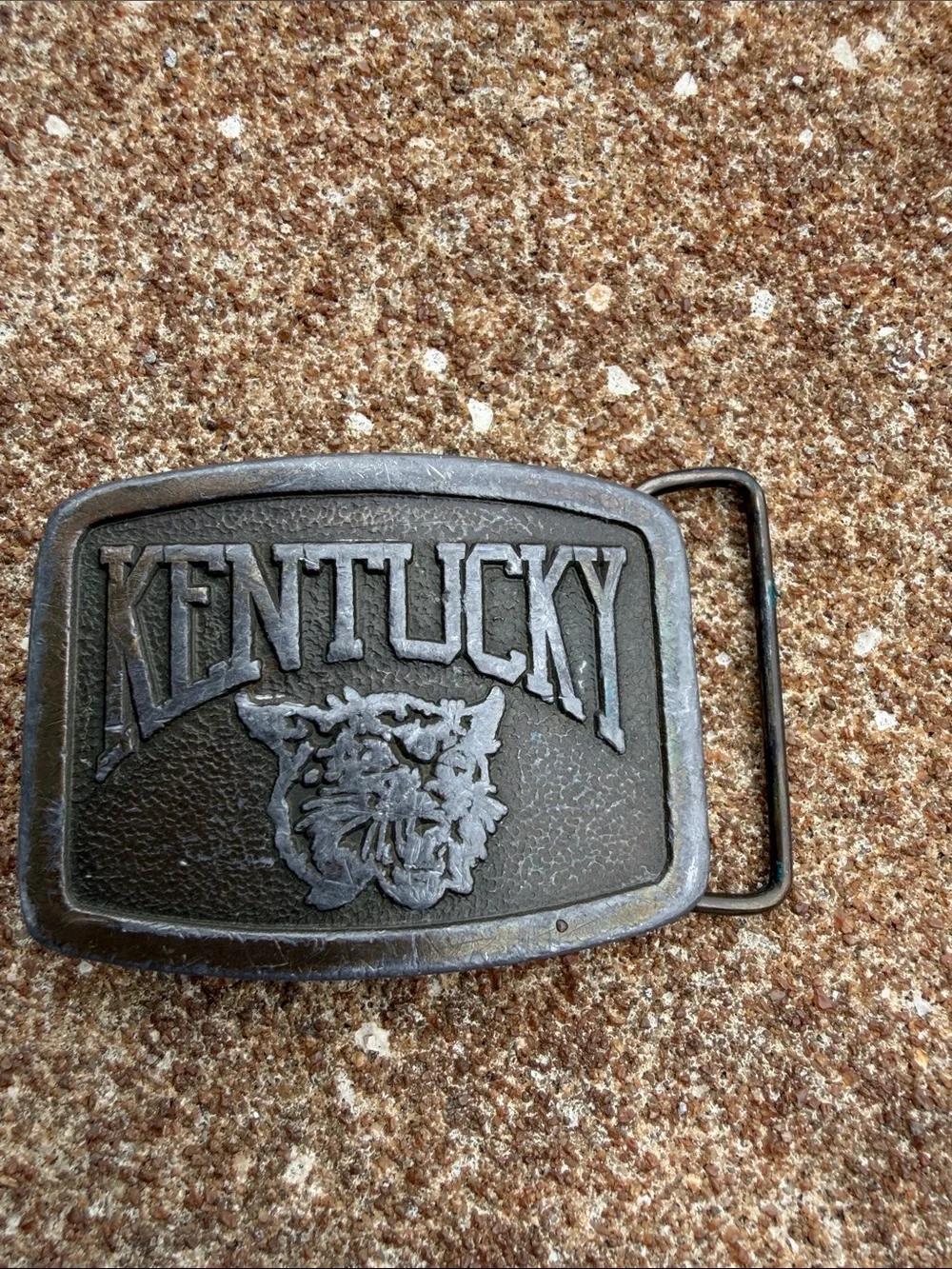 Vintage Kentucky Wildcats Embossed Metal Belt Buckle - Black